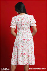 Tendenza Floral Puff Sleeve Midi Dress