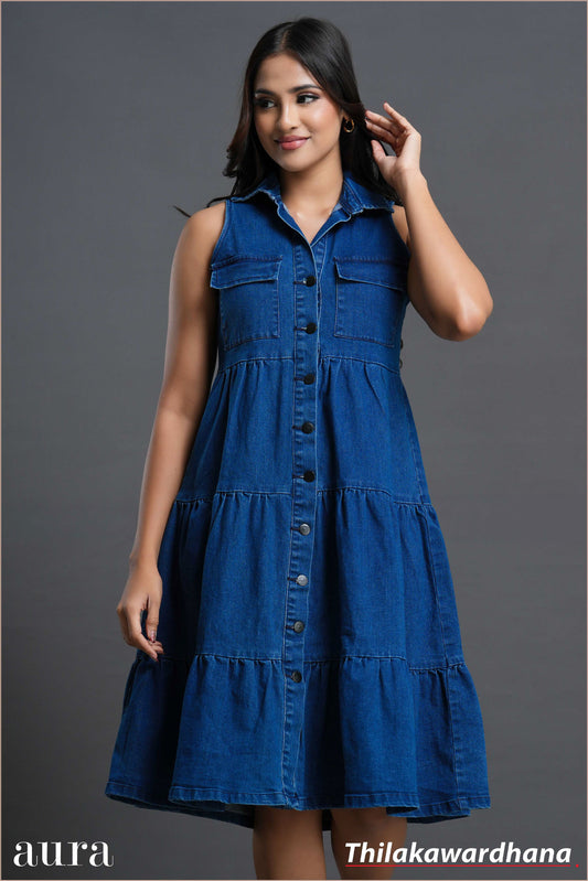 Aura Bluebell Tiered Denim Dress