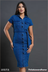 Aura Classic Curve Dark Washed Denim Dress