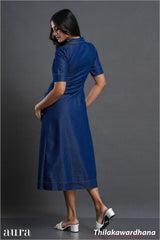 Aura Dark Sky Buttoned Midi Denim Dress