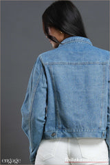 Aura Luxe Pearl Edge Denim Jacket