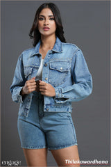 Aura Starlight Luxe Stud Denim Jacket
