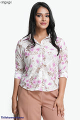 Engage Floral Printed Buttoned Up Top