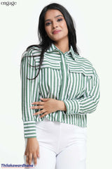 Engage Long Sleeve Stripe Printed Top