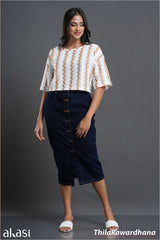 Akasi High Waist Raw Washed Denim Skirt