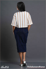 Akasi High Waist Raw Washed Denim Skirt