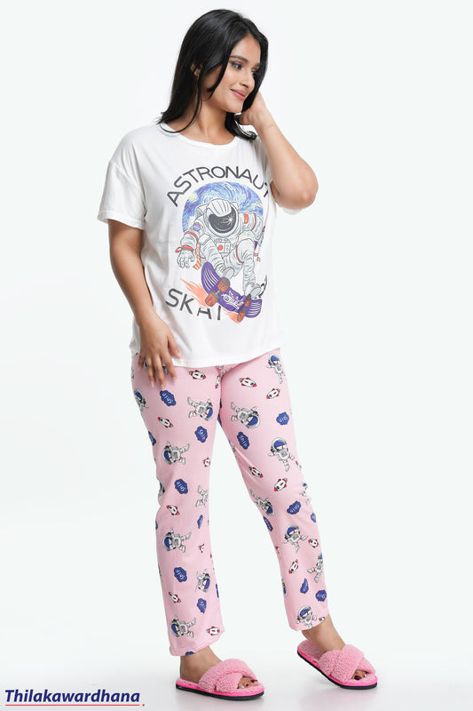 Printed 3pcs Pijama Kit - Free Size