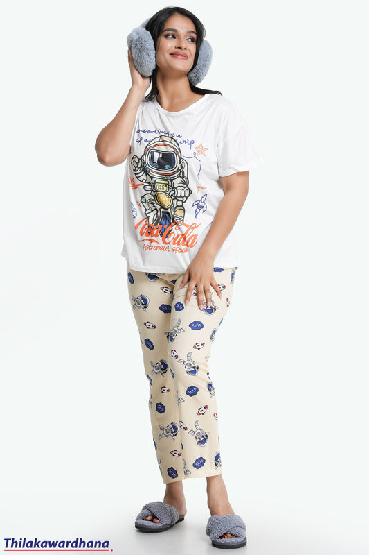 Printed 3pcs Pijama Kit - Free Size