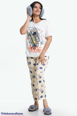 Printed 3pcs Pijama Kit - Free Size