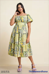 Twilight Garden Mosaic Midi Dress