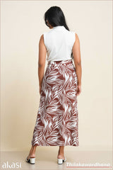 Akasi Slit Detailed Printed Cutlawn Skirt