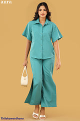 Aura Mint Breeze Wide-Leg Co-Ord Set