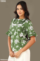 Tendenza Lace Insert Printed Top