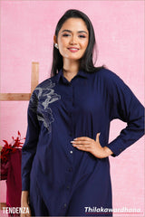 Tendenza Embroidered Oversized Shirt Dress