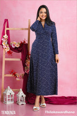 Tendenza Printed Overlapped Maxi Dress