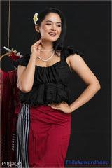 Black Lotus Ruffle Top - Free Size