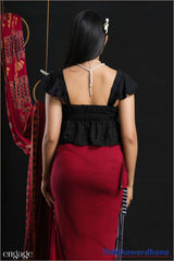 Black Lotus Ruffle Top - Free Size