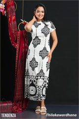 Tendenza Short Sleeve Printed Long Dress