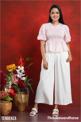 Tendenza Puff Sleeve Smocked Cutloan Top