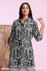 Tendenza Printed Three Quarter Sleeve Dress