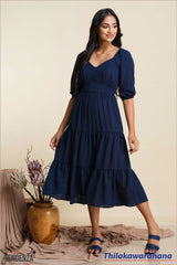 Tendenza V neck Midi Dress