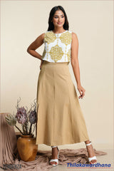Tendenza High Waist Midi Linen Skirt