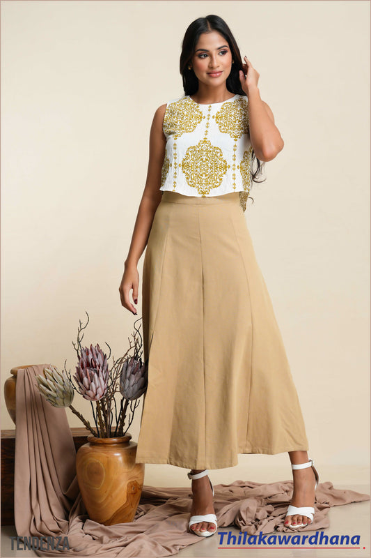 Tendenza High Waist Midi Linen Skirt