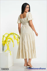 Tendenza Striped Tiered Maxi Dress