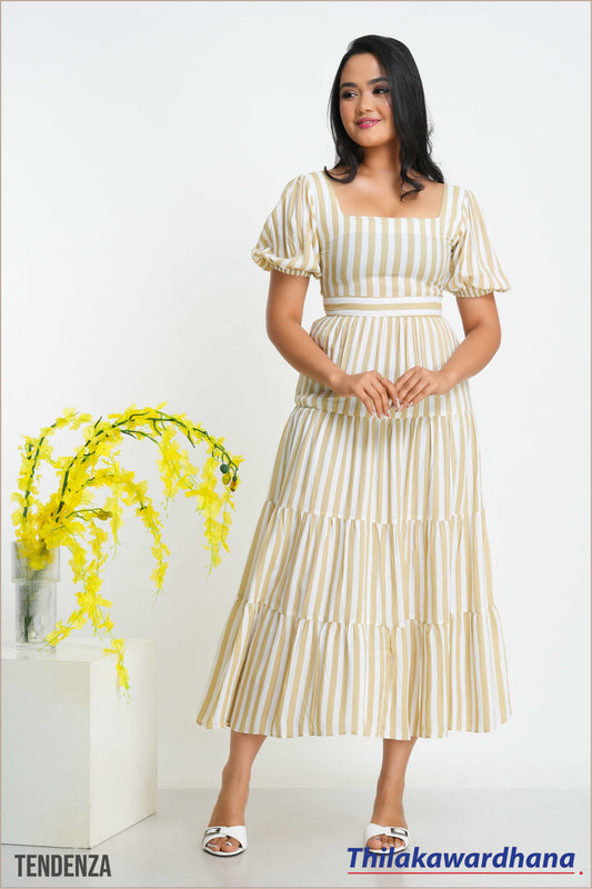 Tendenza Striped Tiered Maxi Dress