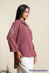 Tendenza Balloon Sleeve Embroidered Shirt