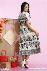 Tendenza Embroidary Printed Midi Dress