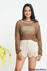 Noir Lace Knit Top - Free Size