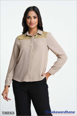 Tendenza Lace Insert Long Sleeve Top