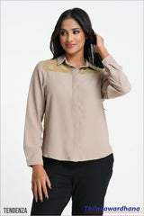 Tendenza Lace Insert Long Sleeve Top