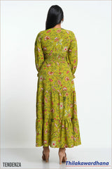 Tendenza Flounce Sleeve Shirred Dress