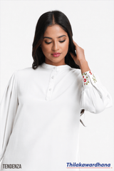 Tendenza Embroidered Sleeve Blouse