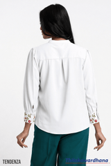 Tendenza Embroidered Sleeve Blouse