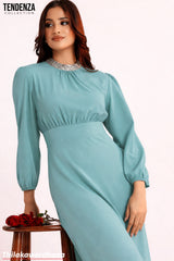 Tendenza Bishop Sleeve Maxi Dress