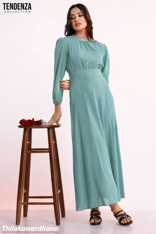Tendenza Bishop Sleeve Maxi Dress