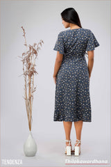 Tendenza Slit Hem Midi Dress