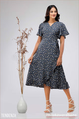 Tendenza Slit Hem Midi Dress