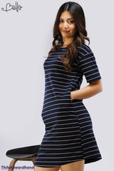 Bella Stripe Printed T Shirt Dress