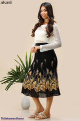 Golden Leaf Pleated Skirt - Free Size