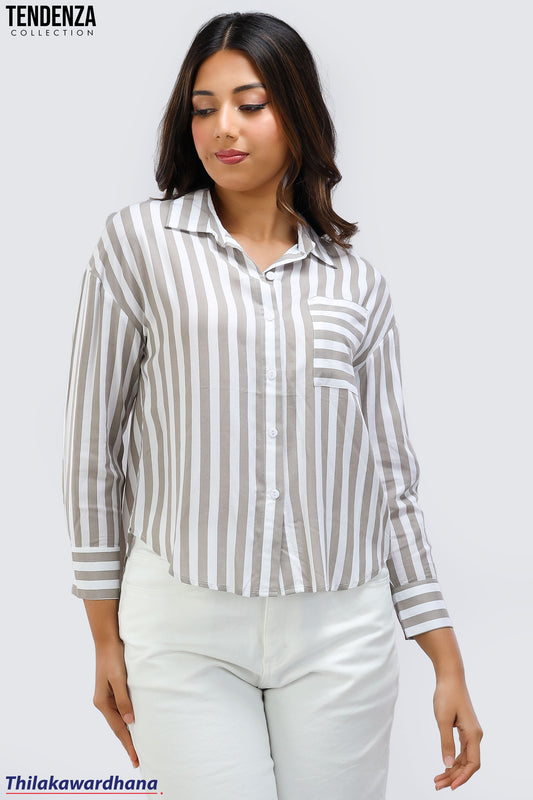 Tendenza Long Quarter Striped Top