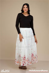 Floral printed Lace Detailed Skirt - Free Size