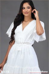Ivory Schiffli Lace Maxi Dress