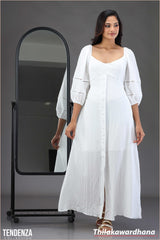Textured Breeze White Maxi Dress