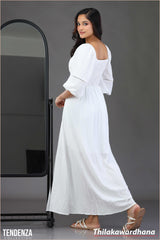 Textured Breeze White Maxi Dress