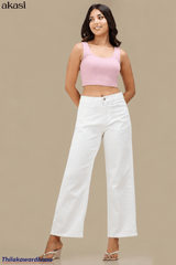 Mid Waist White Jean