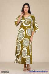 Tendenza V Neck Detailed Maxi Dress